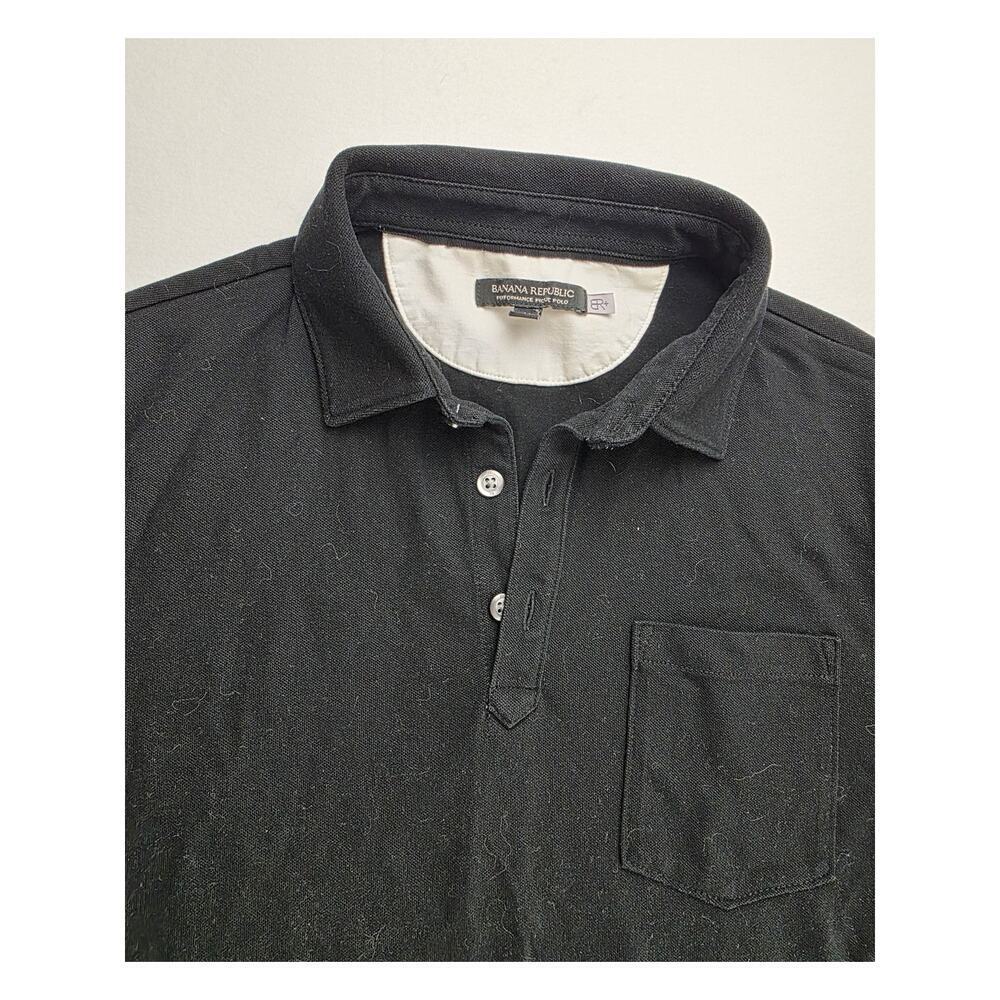 Banana Republic Performance Pique Polo Short Sleeve Black Size Medium - Picture 5 of 11